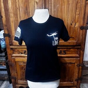 Nine Line Apparel Women's Texas Strong T Shirt Helicopter Flag Graphic Black Sm